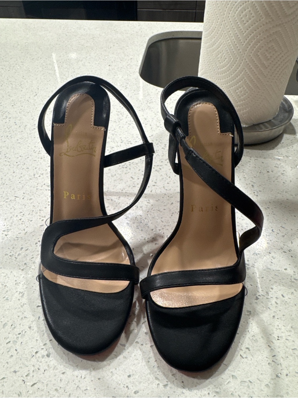 Christian Louboutin Black Strappy Stiletto Sandals - Picture 6 of 7